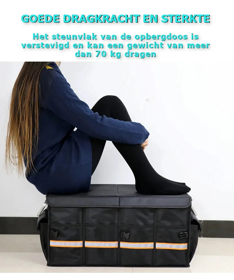 Auto Organizer Kofferbak, XXL Auto Organizer, 63 Liter Autostoel Organizer, Opvouwbare Kofferbaktas, Anti-Slip Ontwerp Voorstoel Of Achterbank En Kofferbak Opbergdoos,Toolbag, Autotas, Auto Opbergtas, Kofferbak Gereedschapstas, Meerdere Mesh Zakken
