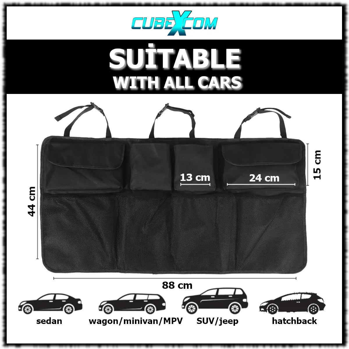 Auto Organizer Kofferbak, Auto Organizer, Autostoel Organizer, Auto Accessories, Universele Kofferbak Opbergtas Multi Pockets Auto Achterbank, Autostoel Rugleuning Organisator, Houdt Auto Netjes En Schoon, Verstelbare Riemen, 8Zakken