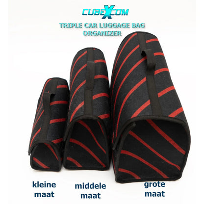 Auto Organizer Kofferbak, Auto Organizer, Autostoel Organizer, Naaldvilt Auto Kofferbaktas, Toolbag, Autotas, Kofferbak Gereedschapstas, Opbergtas Met Klittenbandsluiting, Bagagetas Triple Suit Rood Gestreept, GROETE, MIDDELE en KLEINE MAAT