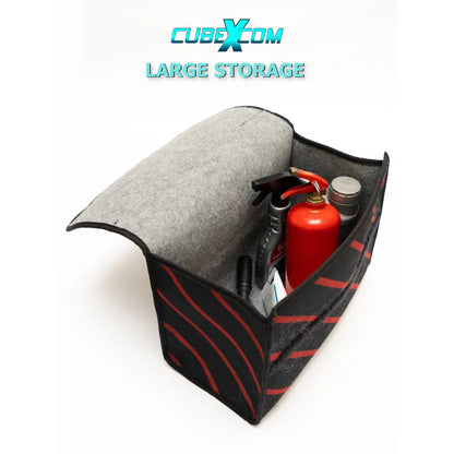 Auto Organizer Kofferbak, Auto Organizer, Autostoel Organizer, Naaldvilt Auto Kofferbaktas, Toolbag, Autotas, Kofferbak Gereedschapstas, Opbergtas Met Klittenbandsluiting, Bagagetas Triple Suit Rood Gestreept, GROETE, MIDDELE en KLEINE MAAT