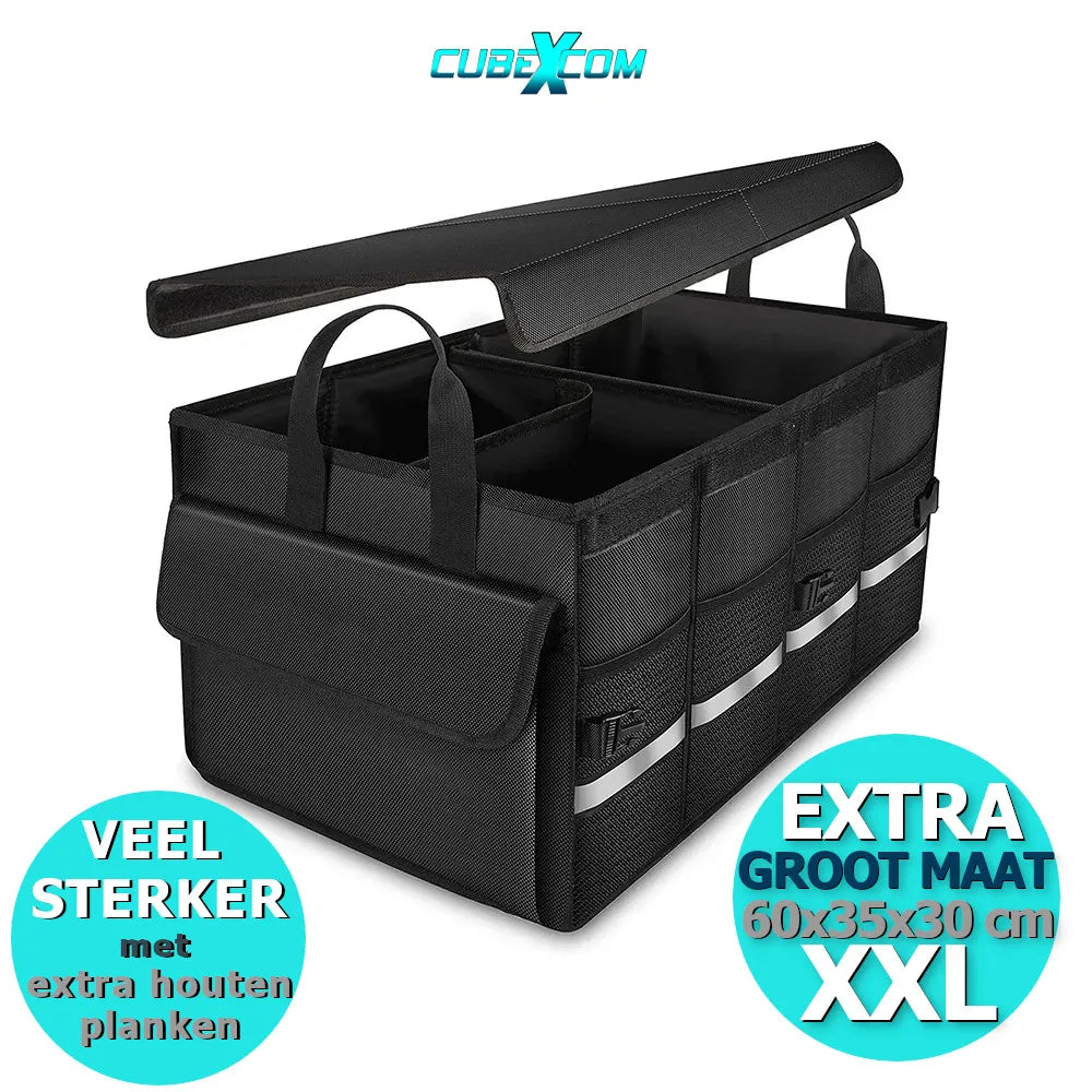 Auto Organizer Kofferbak, XXL Auto Organizer, 63 Liter Autostoel Organizer, Opvouwbare Kofferbaktas, Anti-Slip Ontwerp Voorstoel Of Achterbank En Kofferbak Opbergdoos,Toolbag, Autotas, Auto Opbergtas, Kofferbak Gereedschapstas, Meerdere Mesh Zakken