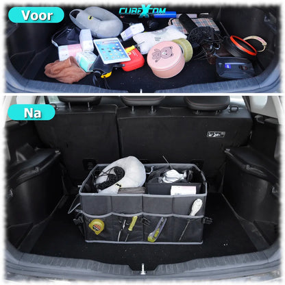 Auto Organizer Kofferbak, XXL Auto Organizer, 63 Liter Autostoel Organizer, Opvouwbare Kofferbaktas, Anti-Slip Ontwerp Voorstoel Of Achterbank En Kofferbak Opbergdoos,Toolbag, Autotas, Auto Opbergtas, Kofferbak Gereedschapstas, Meerdere Mesh Zakken