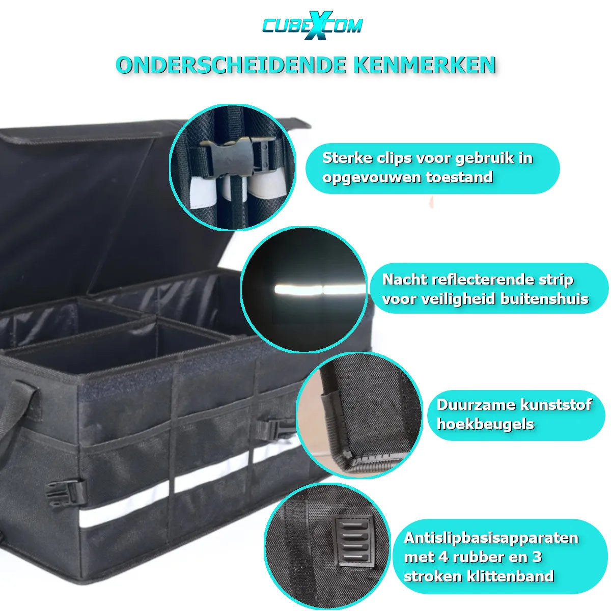 Auto Organizer Kofferbak, XXL Auto Organizer, 63 Liter Autostoel Organizer, Opvouwbare Kofferbaktas, Anti-Slip Ontwerp Voorstoel Of Achterbank En Kofferbak Opbergdoos,Toolbag, Autotas, Auto Opbergtas, Kofferbak Gereedschapstas, Meerdere Mesh Zakken