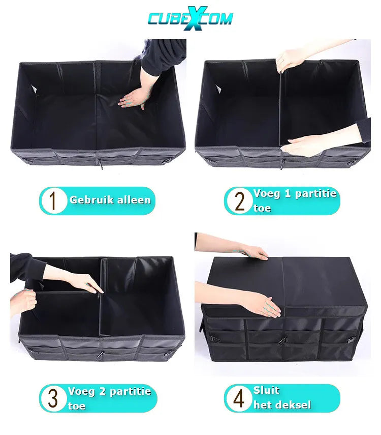 Auto Organizer Kofferbak, XXL Auto Organizer, 63 Liter Autostoel Organizer, Opvouwbare Kofferbaktas, Anti-Slip Ontwerp Voorstoel Of Achterbank En Kofferbak Opbergdoos,Toolbag, Autotas, Auto Opbergtas, Kofferbak Gereedschapstas, Meerdere Mesh Zakken