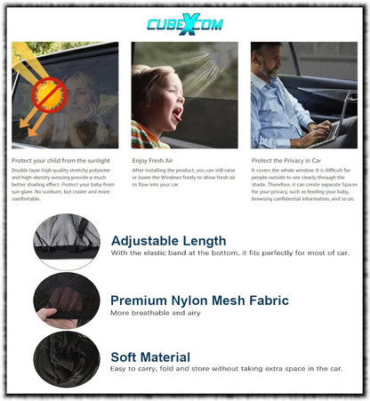 Luxe Auto Zonnescherm, Autoraamschaduwen voor baby, kinderen, volwassenen en huisdieren, 2 STUKS, Autoruit Zonwering, Universele zonnescherm Zonnewering, Auto Klamboe Gordijn, UV Zonbescherming Protectie, Anti-Verblinding, UNIVERSEEL