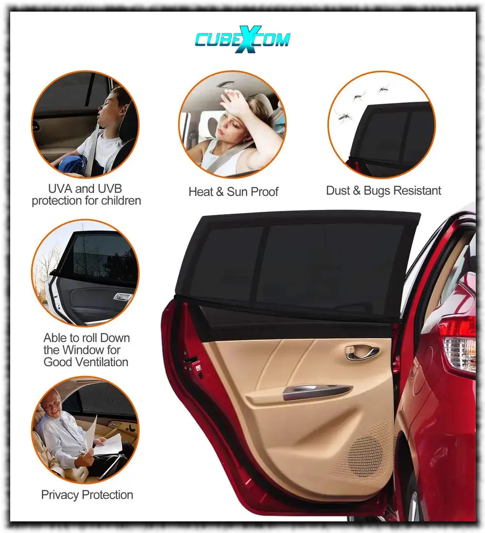 Luxe Auto Zonnescherm, Autoraamschaduwen voor baby, kinderen, volwassenen en huisdieren, 2 STUKS, Autoruit Zonwering, Universele zonnescherm Zonnewering, Auto Klamboe Gordijn, UV Zonbescherming Protectie, Anti-Verblinding, UNIVERSEEL