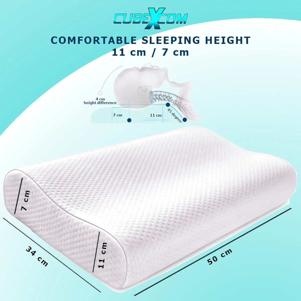 Hoofdkussens Traagschuim, Hoofdkussen Nekklachten, Slaapkussen, Ergonomisch Kussen, Memory Foam Kussen, Orthopedisch Kussen, Hoofdkussens, Moederdag Cadeautje, 50x34x11CM