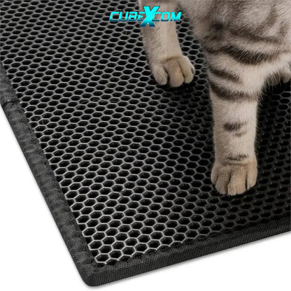 Kattenbakmat, Kattenbakmat Grit Opvanger, Kattenbakonderlegger, LEREN ZOOL, Dubbellaags, Urine En Waterdicht EVA-Materiaal, Kattenpootdesign, Beschermt Vloer En Tapijt, Gemakkelijk Te Reinigen, Grijs