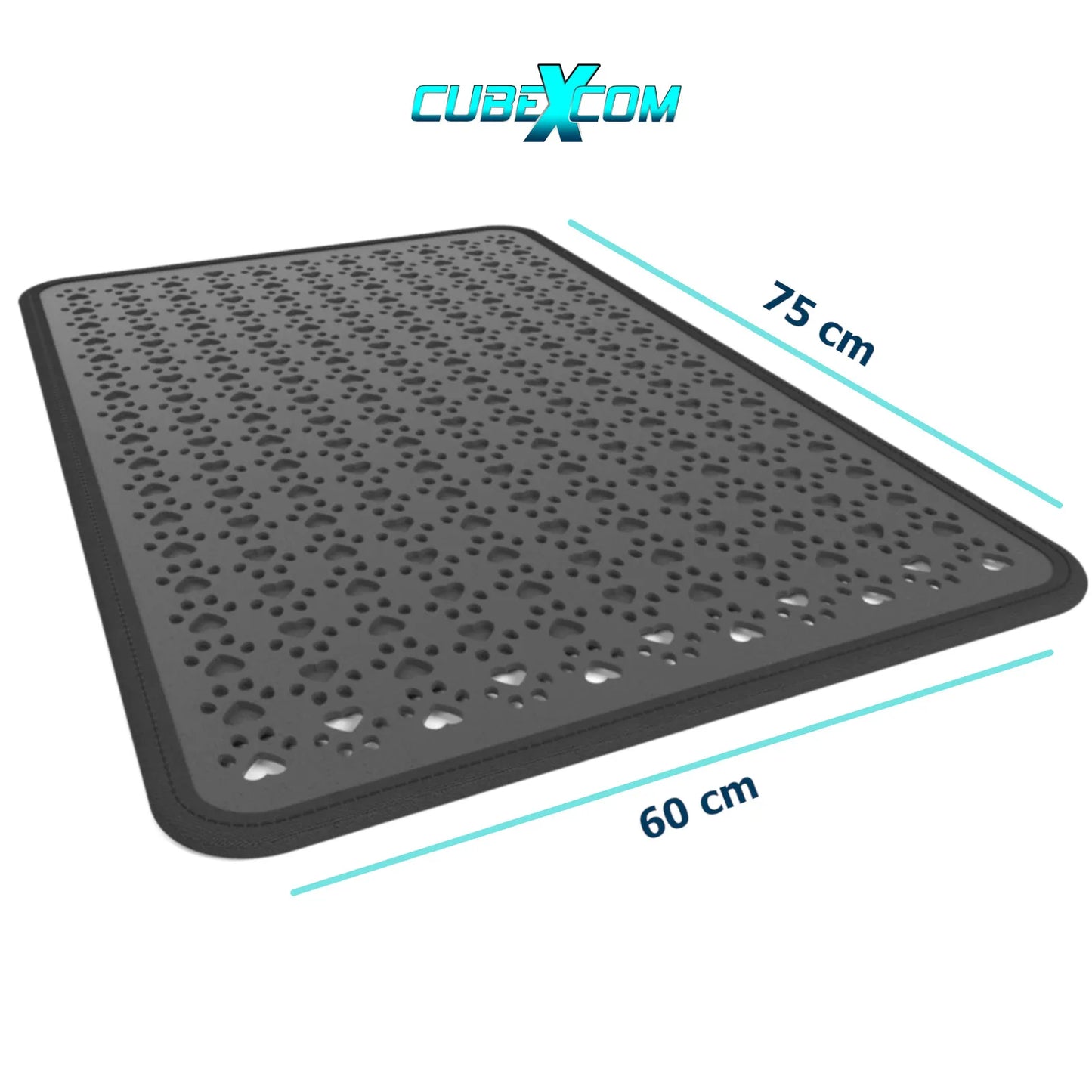 Kattenbakmat, Kattenbakmat Grit Opvanger, Kattenbakonderlegger, Dubbellaags, Urine En Waterdicht EVA-Materiaal, Kattenpootdesign, Beschermt Vloer En Tapijt, Gemakkelijk Te Reinigen, Groot Formaat, Grijs