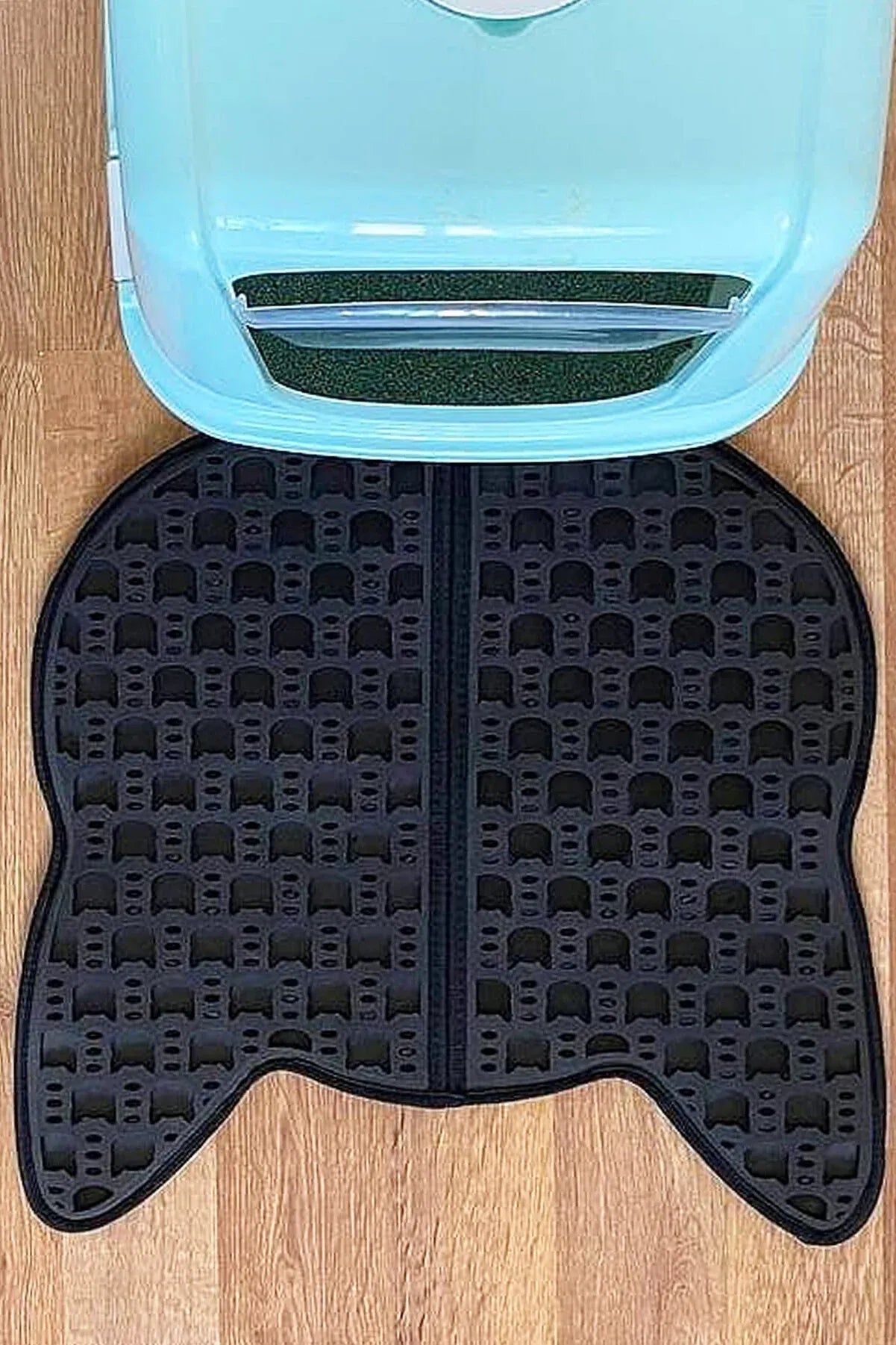 Kattenbakmat, Kattenbakmat Grit Opvanger, Kattenbakonderlegger, Dubbellaags, Urine En Waterdicht EVA-Materiaal, Kattenkopdesign, Beschermt Vloer En Tapijt, Gemakkelijk Te Reinigen, Groot Formaat, Grijs