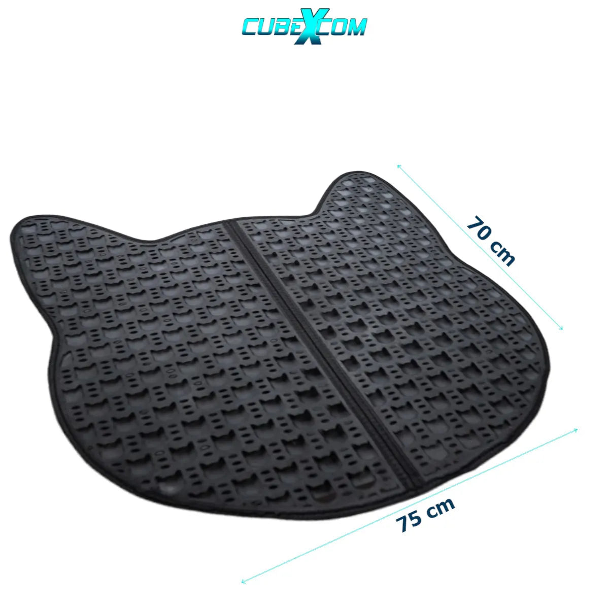 Kattenbakmat, Kattenbakmat Grit Opvanger, Kattenbakonderlegger, Dubbellaags, Urine En Waterdicht EVA-Materiaal, Kattenkopdesign, Beschermt Vloer En Tapijt, Gemakkelijk Te Reinigen, Groot Formaat, Grijs