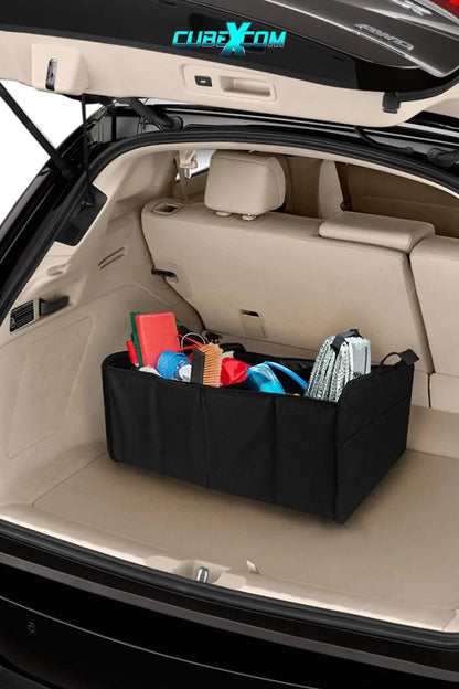 Kofferbak Organizer, Kofferbaktas, Kofferbak Organisator, Auto Kofferbak Organizer, Achterbak Organizer, Opvouwbare Organizer Auto met Vakken, Stabiele en Waterdichte Bodem met Anti-Slip Klittenband,