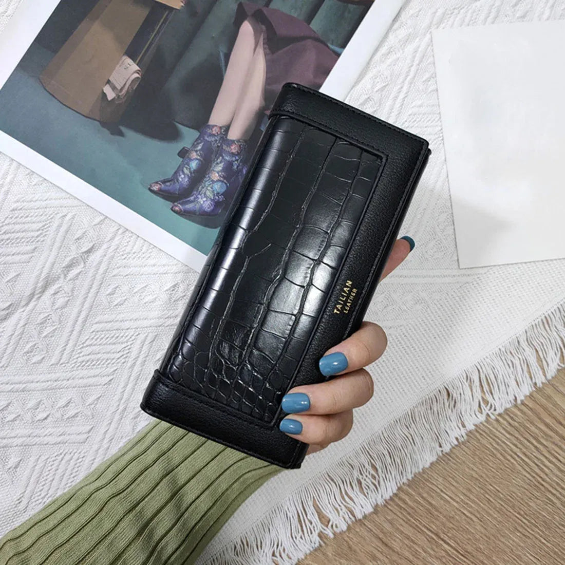 Portemonnee Dames, Portemonnee, Portefeuille Dames, Dames Pasjes Houder, Card Holder Wallet, Portefeuille Dames Met Kaarthouders, Pasjeshouder Vrouwen, LEREN PATROON