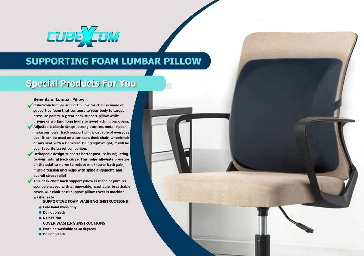 Rugkussen, Rugkussen Onderrug, HARDER PU-SPONS Lendekussen, Rugkussen Ergonomisch, Rugkussen Auto, Lendesteun auto, Rugkussen Orthopedisch, Rugkussen Stoel, Lendenkussen, Lendensteun, Supporting Foam Rugkussen, Ergonomische Bureaustoel
