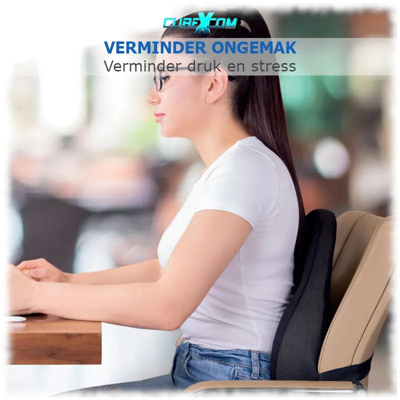 Zitkussen en Rugkussen, Orthopedisch Ergonomisch Traagschuim Stoelkussen, Rugkussen Onderrug, Lendenkussen, Wigkussen, Coccyx Kussen, Bureaustoelkussen , Autostoelkussen, Zwangerschapskussen, TWEE PRODUCTEN SAMEN