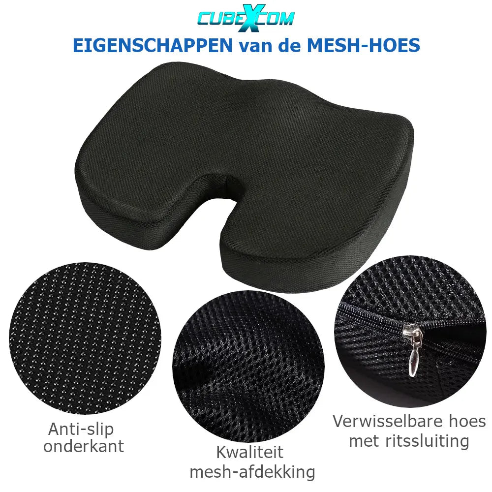 Zitkussen en Rugkussen, Orthopedisch Ergonomisch Traagschuim Stoelkussen, Rugkussen Onderrug, Lendenkussen, Wigkussen, Coccyx Kussen, Bureaustoelkussen , Autostoelkussen, Zwangerschapskussen, TWEE PRODUCTEN SAMEN
