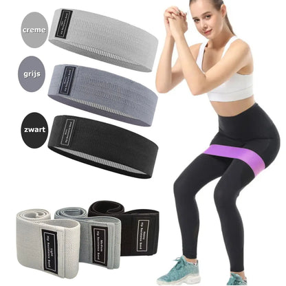 Weerstandsbanden Set, Resistance Band, Set van 3 stuks, Antislip Weerstandsbanden, Fitness Elastiek Booty Band, Weerstand Banden, Sport Banden, Home Workout, Stretch Band, met Opbergtasje