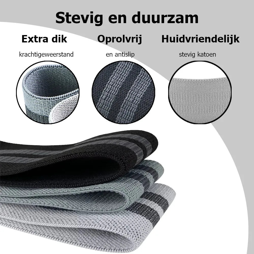 Weerstandsbanden Set, Resistance Band, Set van 3 stuks, Antislip Weerstandsbanden, Fitness Elastiek Booty Band, Weerstand Banden, Sport Banden, Home Workout, Stretch Band, met Opbergtasje