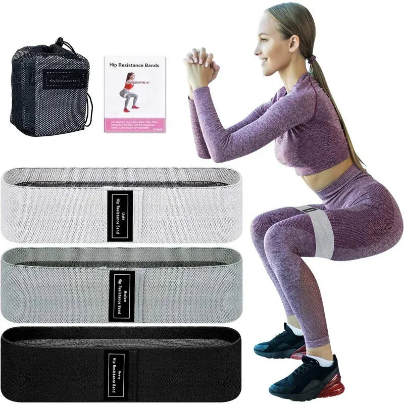 Weerstandsbanden Set, Resistance Band, Set van 3 stuks, Antislip Weerstandsbanden, Fitness Elastiek Booty Band, Weerstand Banden, Sport Banden, Home Workout, Stretch Band, met Opbergtasje