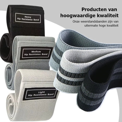 Weerstandsbanden Set, Resistance Band, Set van 3 stuks, Antislip Weerstandsbanden, Fitness Elastiek Booty Band, Weerstand Banden, Sport Banden, Home Workout, Stretch Band, met Opbergtasje
