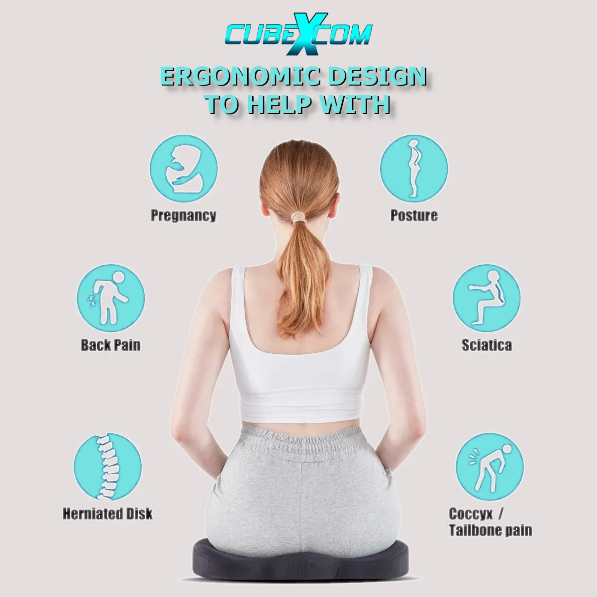 Zitkussen, Orthopedisch Ergonomisch Traagschuim Stoelkussen, Zitkussen Bureaustoel, Comfortabel Memory Foam Steunkussen, Wigkussen, Coccyx Kussen, Bureaustoelkussen , Autostoelkussen, Stuitkussen, İschiaskussen, Zwangerschapskussen