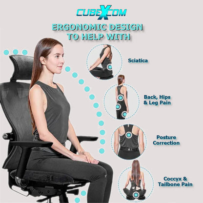 Zitkussen, Orthopedisch Ergonomisch Traagschuim Stoelkussen, Comfortabel Memory Foam Steunkussen, Wigkussen, Coccyx Kussen, Bureaustoelkussen , Autostoelkussen, Stuitkussen, İschiaskussen, Zwangerschapskussen, Moederdag Cadeautje