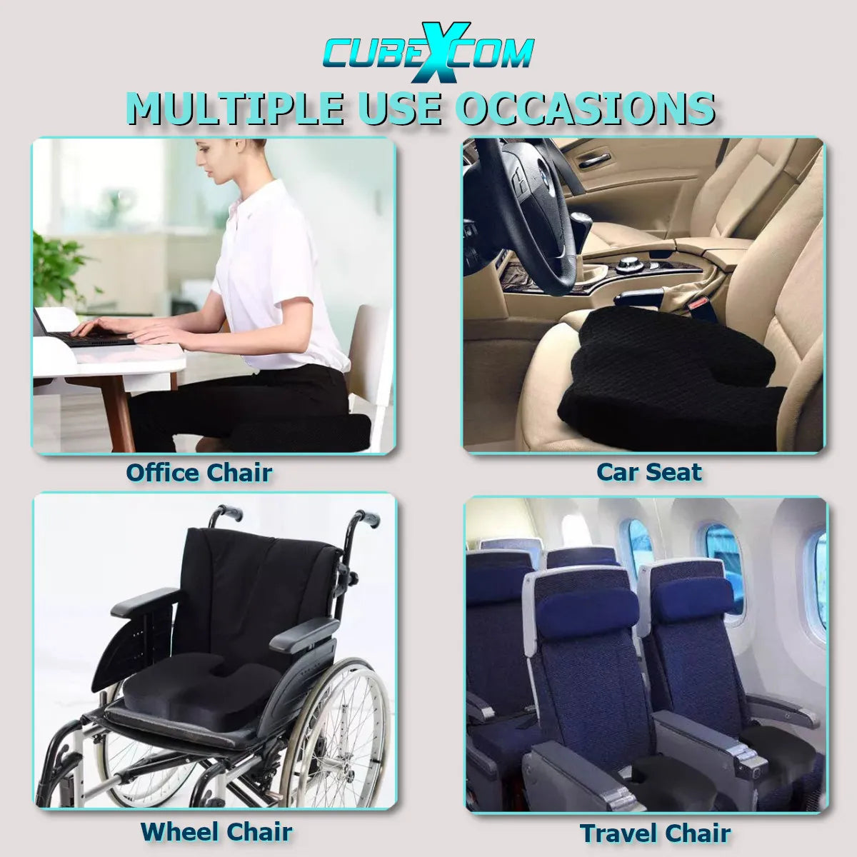 Zitkussen, Orthopedisch Ergonomisch Traagschuim Stoelkussen, Comfortabel Memory Foam Steunkussen, Wigkussen, Coccyx Kussen, Bureaustoelkussen , Autostoelkussen, Stuitkussen, İschiaskussen, Zwangerschapskussen, Moederdag Cadeautje