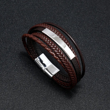 Armband, Armband Heren, Roestvrij Staal, Armbanden, Leren Armband Heren, Leren Armband, Leren Armbanden, Armbandje, Kunstleer, Mannen, Magnetische Sluiting, +2 CM Verlengstuk, Verjaardag, Vaderdag, Valentijnsdag, Cadeautje
