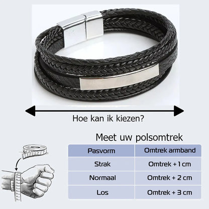 Armband, Armband Heren, Roestvrij Staal, Armbanden, Leren Armband Heren, Leren Armband, Leren Armbanden, Armbandje, Kunstleer, Mannen, Magnetische Sluiting, +2 CM Verlengstuk, Verjaardag, Vaderdag, Valentijnsdag, Cadeautje