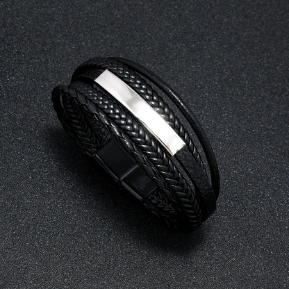 Armband, Armband Heren, Roestvrij Staal, Armbanden, Leren Armband Heren, Leren Armband, Leren Armbanden, Armbandje, Kunstleer, Mannen, Magnetische Sluiting, +2 CM Verlengstuk, Verjaardag, Vaderdag, Valentijnsdag, Cadeautje