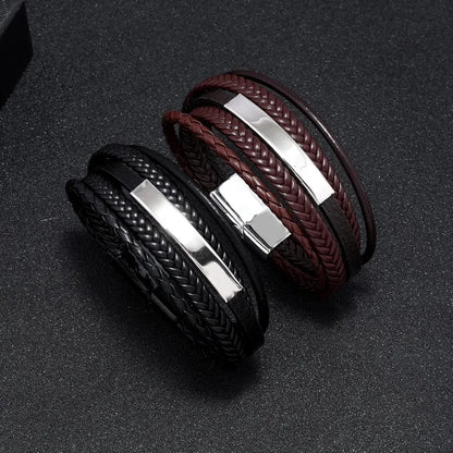 Armband, Armband Heren, Roestvrij Staal, Armbanden, Leren Armband Heren, Leren Armband, Leren Armbanden, Armbandje, Kunstleer, Mannen, Magnetische Sluiting, +2 CM Verlengstuk, Verjaardag, Vaderdag, Valentijnsdag, Cadeautje