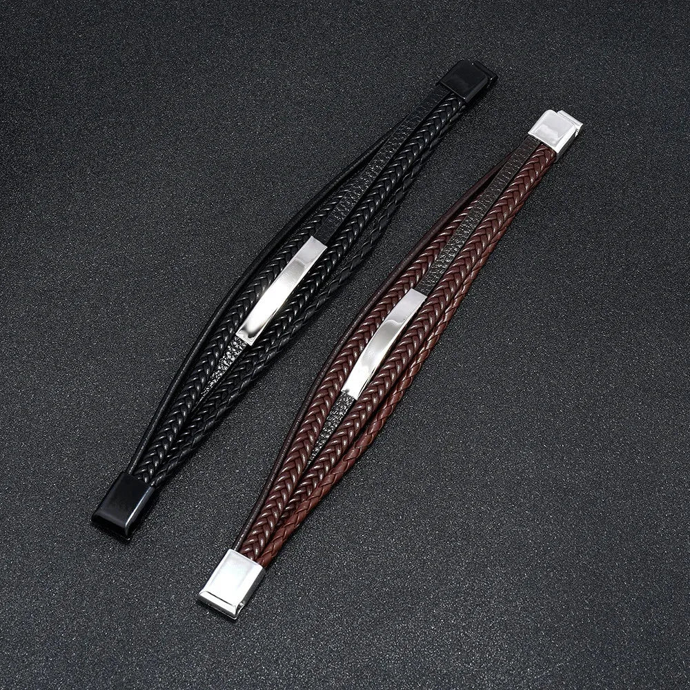 Armband, Armband Heren, Roestvrij Staal, Armbanden, Leren Armband Heren, Leren Armband, Leren Armbanden, Armbandje, Kunstleer, Mannen, Magnetische Sluiting, +2 CM Verlengstuk, Verjaardag, Vaderdag, Valentijnsdag, Cadeautje