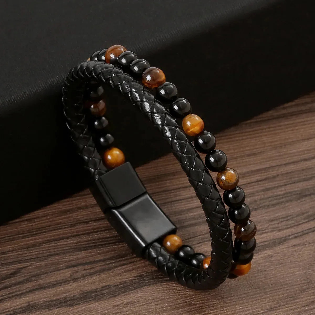 Armband, Armband Heren, Natuurstenen, Armbanden, Leren Armband Heren, Leren Armband, Leren Armbanden, Armbandje, Kunstleer, Mannen, Magnetische Sluiting, + 2 CM Verlengstuk, Verjaardag, Vaderdag, Valentijnsdag, Cadeautje
