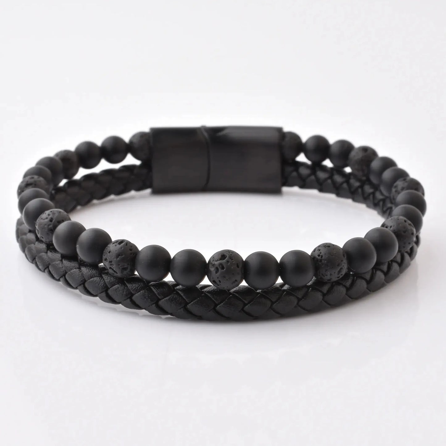 Armband, Armband Heren, Natuurstenen, Armbanden, Leren Armband Heren, Leren Armband, Leren Armbanden, Armbandje, Kunstleer, Mannen, Magnetische Sluiting, + 2 CM Verlengstuk, Verjaardag, Vaderdag, Valentijnsdag, Cadeautje