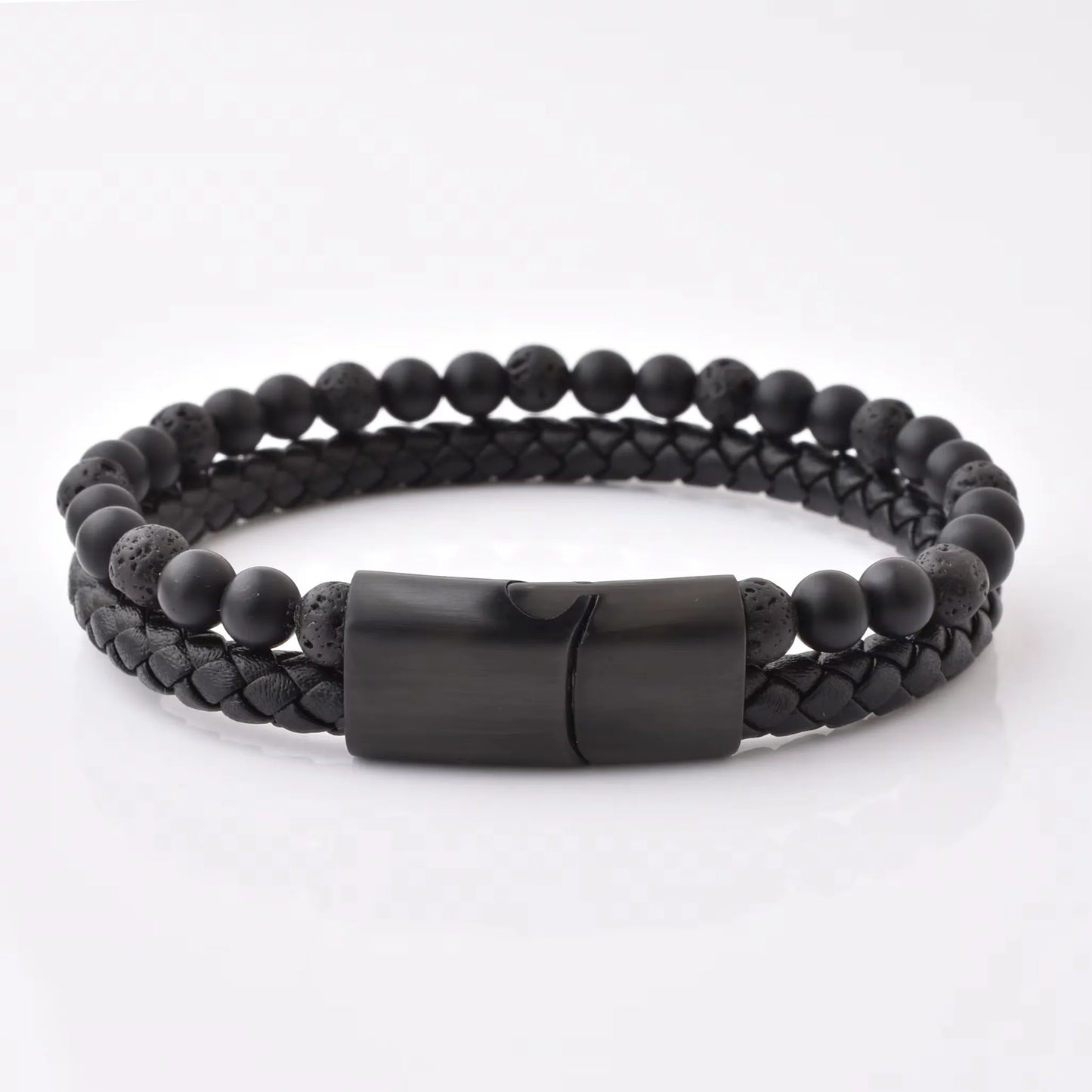 Armband, Armband Heren, Natuurstenen, Armbanden, Leren Armband Heren, Leren Armband, Leren Armbanden, Armbandje, Kunstleer, Mannen, Magnetische Sluiting, + 2 CM Verlengstuk, Verjaardag, Vaderdag, Valentijnsdag, Cadeautje