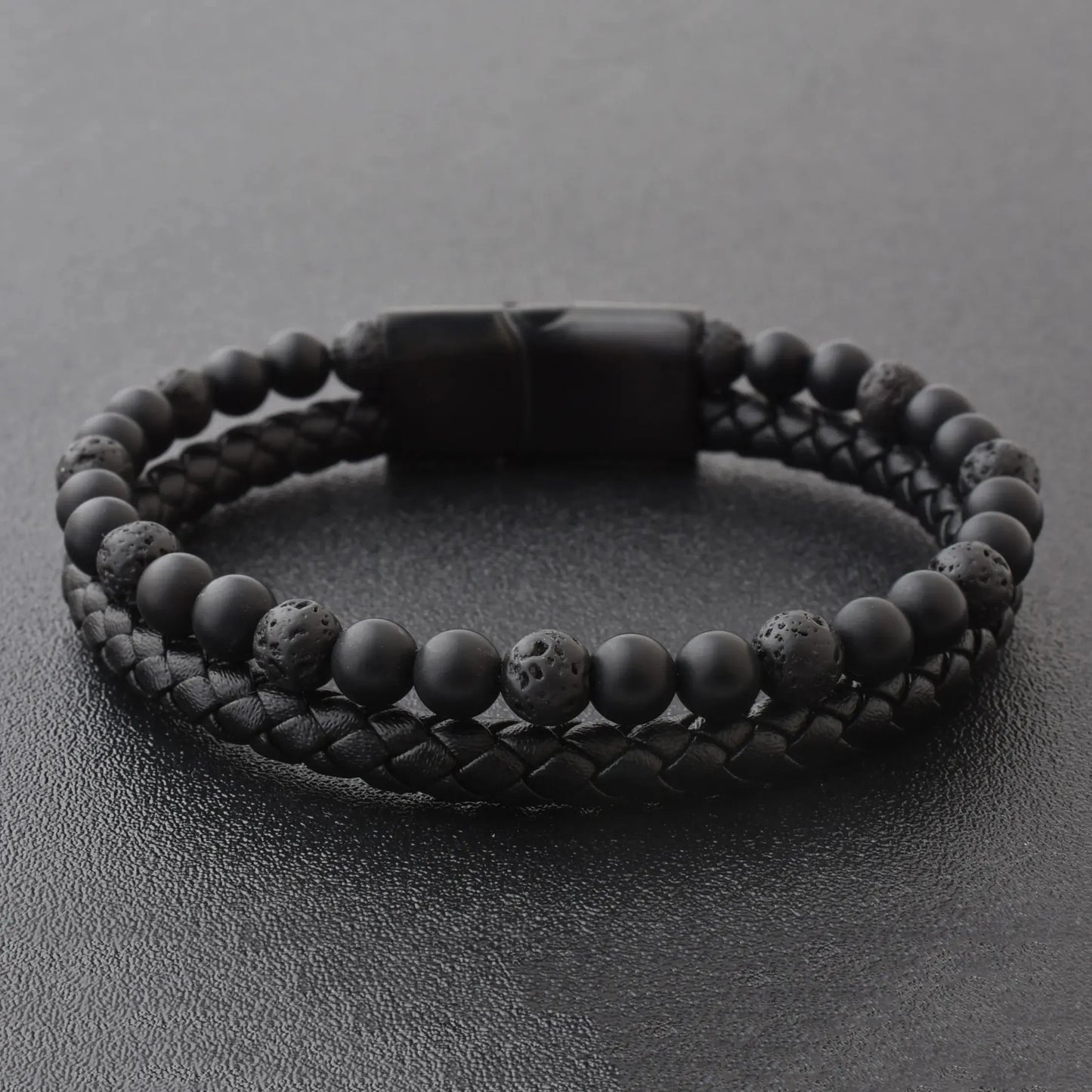 Armband, Armband Heren, Natuurstenen, Armbanden, Leren Armband Heren, Leren Armband, Leren Armbanden, Armbandje, Kunstleer, Mannen, Magnetische Sluiting, + 2 CM Verlengstuk, Verjaardag, Vaderdag, Valentijnsdag, Cadeautje