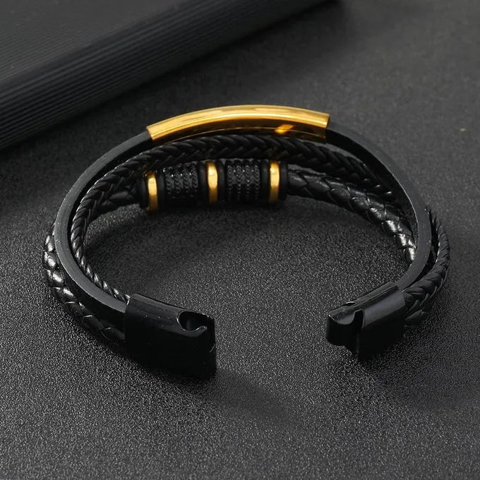 Armband, Armband Heren, Roestvrij Staal, Armbanden, Leren Armband Heren, Leren Armband, Leren Armbanden, Armbandje, Kunstleer, Mannen, Magnetische Sluiting, + 2 CM Verlengstuk, Verjaardag, Vaderdag Valentijnsdag, Cadeautje