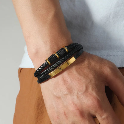 Armband, Armband Heren, Roestvrij Staal, Armbanden, Leren Armband Heren, Leren Armband, Leren Armbanden, Armbandje, Kunstleer, Mannen, Magnetische Sluiting, + 2 CM Verlengstuk, Verjaardag, Vaderdag Valentijnsdag, Cadeautje
