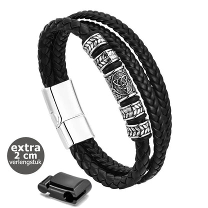 KHRONOX® Armband, Armband Heren, Natuurstenen, Armbanden, Leren Armband Heren, Leren Armband, Leren Armbanden, Armbandje, Kunstleer, Mannen, Magnetische Sluiting, + 2 CM Verlengstuk, Verjaardag, Vaderdag, Valentijnsdag, Cadeautje