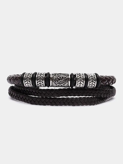 KHRONOX® Armband, Armband Heren, Natuurstenen, Armbanden, Leren Armband Heren, Leren Armband, Leren Armbanden, Armbandje, Kunstleer, Mannen, Magnetische Sluiting, + 2 CM Verlengstuk, Verjaardag, Vaderdag, Valentijnsdag, Cadeautje