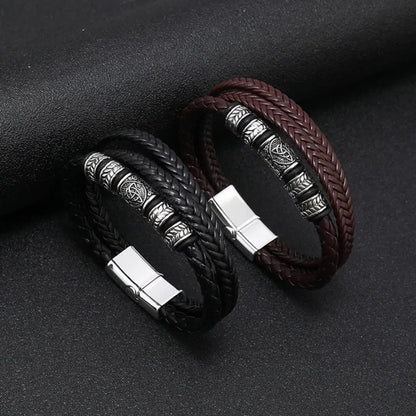 KHRONOX® Armband, Armband Heren, Natuurstenen, Armbanden, Leren Armband Heren, Leren Armband, Leren Armbanden, Armbandje, Kunstleer, Mannen, Magnetische Sluiting, + 2 CM Verlengstuk, Verjaardag, Vaderdag, Valentijnsdag, Cadeautje