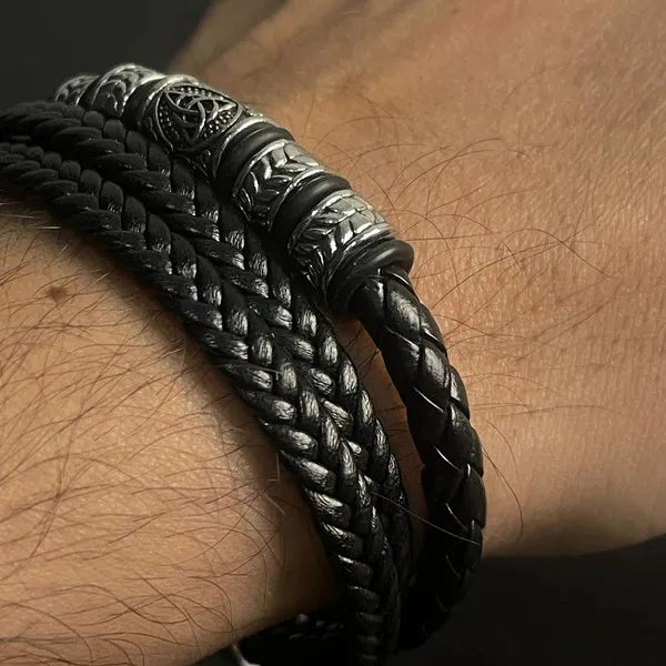 KHRONOX® Armband, Armband Heren, Natuurstenen, Armbanden, Leren Armband Heren, Leren Armband, Leren Armbanden, Armbandje, Kunstleer, Mannen, Magnetische Sluiting, + 2 CM Verlengstuk, Verjaardag, Vaderdag, Valentijnsdag, Cadeautje