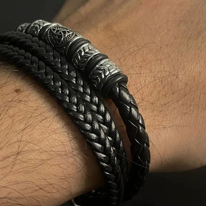 KHRONOX® Armband, Armband Heren, Natuurstenen, Armbanden, Leren Armband Heren, Leren Armband, Leren Armbanden, Armbandje, Kunstleer, Mannen, Magnetische Sluiting, + 2 CM Verlengstuk, Verjaardag, Vaderdag, Valentijnsdag, Cadeautje