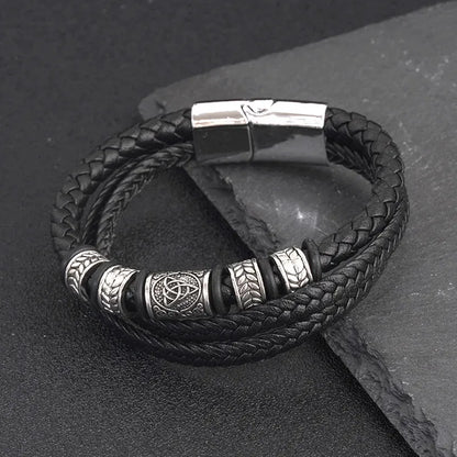 KHRONOX® Armband, Armband Heren, Natuurstenen, Armbanden, Leren Armband Heren, Leren Armband, Leren Armbanden, Armbandje, Kunstleer, Mannen, Magnetische Sluiting, + 2 CM Verlengstuk, Verjaardag, Vaderdag, Valentijnsdag, Cadeautje