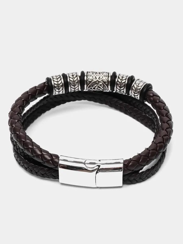 KHRONOX® Armband, Armband Heren, Natuurstenen, Armbanden, Leren Armband Heren, Leren Armband, Leren Armbanden, Armbandje, Kunstleer, Mannen, Magnetische Sluiting, + 2 CM Verlengstuk, Verjaardag, Vaderdag, Valentijnsdag, Cadeautje