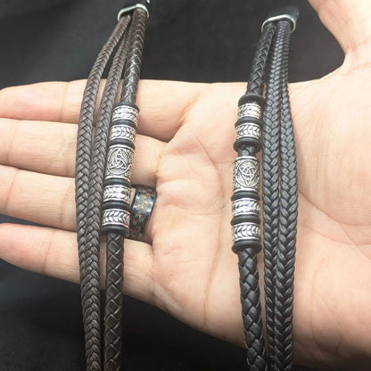 KHRONOX® Armband, Armband Heren, Natuurstenen, Armbanden, Leren Armband Heren, Leren Armband, Leren Armbanden, Armbandje, Kunstleer, Mannen, Magnetische Sluiting, + 2 CM Verlengstuk, Verjaardag, Vaderdag, Valentijnsdag, Cadeautje