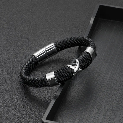 KHRONOX® Armband, Armband Heren, Natuurstenen, Armbanden, Leren Armband Heren, Leren Armband, Leren Armbanden, Armbandje, Kunstleer, Mannen, Magnetische Sluiting, + 2 CM Verlengstuk, Verjaardag, Vaderdag, Valentijnsdag, Cadeautje