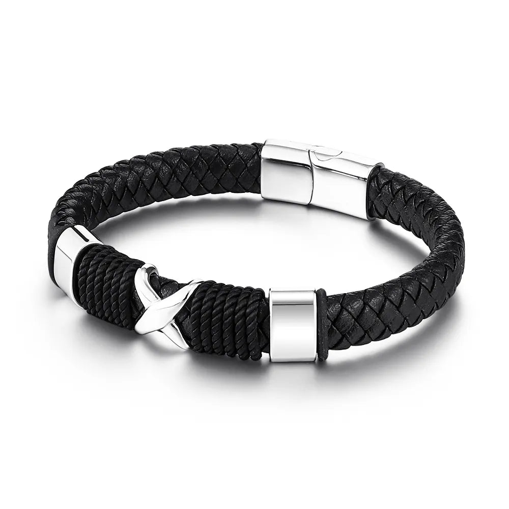 KHRONOX® Armband, Armband Heren, Natuurstenen, Armbanden, Leren Armband Heren, Leren Armband, Leren Armbanden, Armbandje, Kunstleer, Mannen, Magnetische Sluiting, + 2 CM Verlengstuk, Verjaardag, Vaderdag, Valentijnsdag, Cadeautje