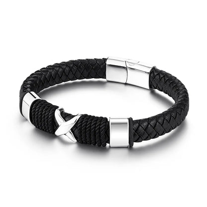 KHRONOX® Armband, Armband Heren, Natuurstenen, Armbanden, Leren Armband Heren, Leren Armband, Leren Armbanden, Armbandje, Kunstleer, Mannen, Magnetische Sluiting, + 2 CM Verlengstuk, Verjaardag, Vaderdag, Valentijnsdag, Cadeautje