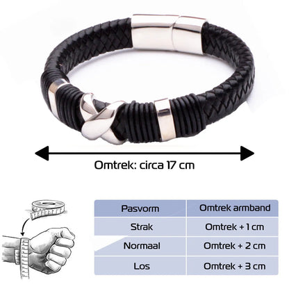 KHRONOX® Armband, Armband Heren, Natuurstenen, Armbanden, Leren Armband Heren, Leren Armband, Leren Armbanden, Armbandje, Kunstleer, Mannen, Magnetische Sluiting, + 2 CM Verlengstuk, Verjaardag, Vaderdag, Valentijnsdag, Cadeautje
